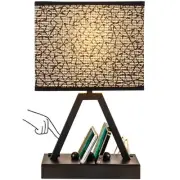 Touch Control Table Lamp, 3-Way Dimmable Desk Lamp with USB C & A and AC Outl...