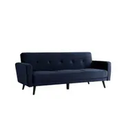 Esben 3 Seater Velvet Sofa Bed Navy Blue