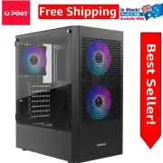 Compact Mid Tower PC Case with RGB Fans and Magnetic Dust Filter - Sleek Design