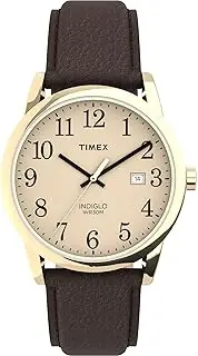 [Timex] Easy Reader 38mm Leather Strap Watch, Black/White, Easy Reader 38mm Leather Strap Watch