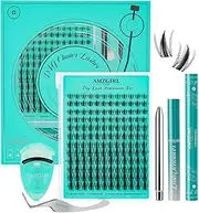 Lash Extension Kit Lash Clusters kit Lash Bond and Seal Eyelash Remover and Lashes Applicator for Diy Eyelash Extension Set at Home by AMZGlRL(Blues Maple Leaf-8-16mm kit)