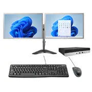 HP 800 G4 Mini Bundle Desktop i5-8500T 6-Core 8GB RAM 128GB + Dual 24" FHD Monitor - Refurbished