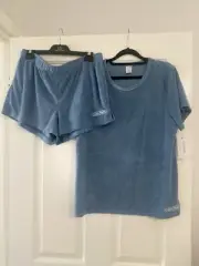 Calvin Klein Ladies Pyjama Set Blue Large