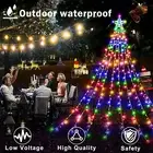 Solar 350 LED Star Waterfall String Light Christmas Tree Hanging Decor + Remote