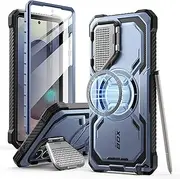 i-Blason Armorbox for Samsung Galaxy S25 Ultra Case MagSafe with Camera Cover Stand [Military Protection] Full-Body Heavy Duty Magnetic Phone Case with Screen Protector for S25 Ultra 6.9 inch, Blue