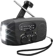 Wind Up Radio with Rechargeable USB Phone Charger/3-LED Flashlight Torch Charger, SOS Alarm, Bright LED for Household and Outdoor Camping, Activities