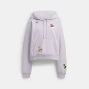 Shrunken Raglan Hoodie With Sticker Patches