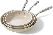 [Redchef] Nonstick Frying Pans Set, Ceramic Pan Skillet, Non Toxic Pans for Cooking, 8" 9.5" 11" Ceramic Frying Pan Set PFAS & PTFE & PFOA Free with Stay Cool Handle, Dishwasher & Oven Safe, Beige White