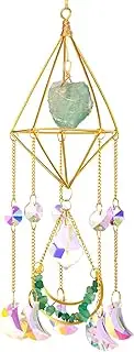 AWARDSEN Green Sun Catcher Crystal, Fluorite Sun Catcher, Garden Decoration, Healing Crystals, Suncatcher, Rainbow Suncatcher, Window Hanging Decoration for Spiritual Gifts