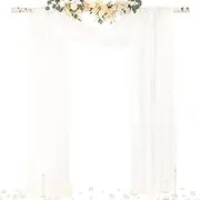 Socomi Wedding Arch Draping Fabric 29" x 20Ft 2 Panels Cream Ivory Sheer Outdoor Curtain Drapes Extra Long for Wedding Ceremony Birthday Party Decoration