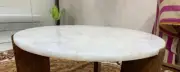 Round White Quartz Stone Crystal Coffee Table Console Bar Table Cafeteria Decors