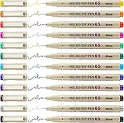 [12 Colors] 0.5 mm Micro, Fineliner Pen Set Ink, Fine Point Pen,Multi-liner, Sketching, Anime,Artist Illustrating/Technical Drawing,Office Documents