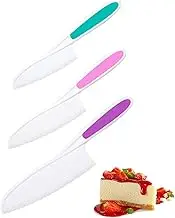 Nylon Kitchen Knife for - 3 Kids Kitchen Knives with Fixed Handle, Serrated Edges | Kids Kitchen Knife and Crinkle Cutter for Fruit Cake and