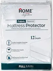 Home Signature - Zippered Waterproof Mattress Protector – 6-Sided Encasement, Bed Bug & Dust Mite Proof, 12” Deep Cover for Full Protection (Full)