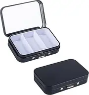 LIGHUFEIC 2Pack Pill Box 3 Compartment Pill Case,Portable Metal Travel Pill Box with Mirror for Medicine, Vitamins,Fish Oil and Supplements,Portable Pill Box for Pocket or Purse(Black)