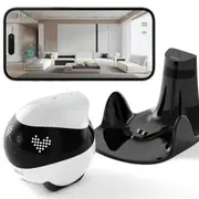 Enabot Air 2 Companion Robot (White) designed for pets, families A 2K mobile pet/home security cam with Two-Way Audio with AI Noise Cancellation, IR-CUT Night Vision [PETENA0002]