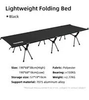 Ultralight Foldable Camping Bed, Backpacking Cot, Outdoor Hiking Sleeping Bed, Tent Bed, Portable Travel Bed Black