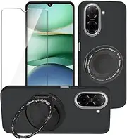 Pengxinhui Mobile Phone Case for Xiaomi Redmi A5 4G Case + 360° Rotating Mobile Phone Holder + Tempered Glass Screen Protector Soft and TPU Mobile Phone Case Black