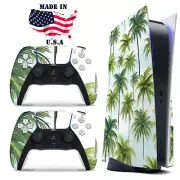 PS5 Disc Version Console & Controller Vinyl Skin Decal Wrap Palm Trees