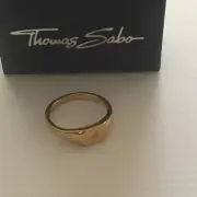 Thomas Sabo Ring 18ct Gold Plate Silver W/ Diamond Signet Ring Size V, 11, 64