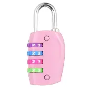 Combination Lock, 4 Digit Outdoor Padlock Locker Lock, Pink with Colorful Wheel