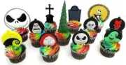 Nightmare Before Christmas Birthday Cake CUPCAKE Topper Set with Oogie Boogie
