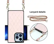 Crossbody case for iPhone 13 Pro max with detachable lanyard - Pink