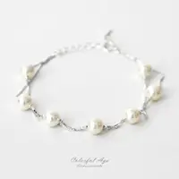 在飛比找樂天市場購物網優惠-925純銀手鍊 珍珠雙鏈雙層設計 甜美視覺佩戴舒適 婚禮可增