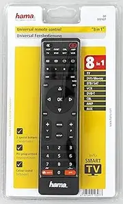 Hama Universal 10m 8-in-1 Remote Control for TV/DVD/STB/VCR, Black