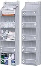 AOODA 2 Pack Over the Door Organizer, Large Capacity Closet Door Hanging Organizer, Clear Deep Pockets Baby Organizer Storage for Nursery, Bathroom, Bedroom, Pantry, Diapers (Grey)