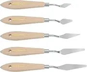 5pcs Big Palette Knives for Oil, Acrylic & Canvas Painting - Stainless Steel Blades & Wooden Handles - Art Painting Tool Set