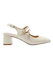 [Marcs] Tessa Heeled Leather Shoes in Bone Patent
