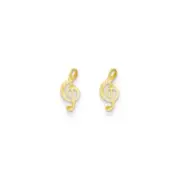 14K Yellow Gold Diamond Cut Musical Note Stud Earrings Madi K Children's Jewelry