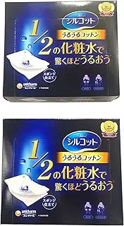 Unicharm Silcot Uruuru Sponge Facial Cotton 1.8 Ounce(40 Sheets) X 2 Pack Value Set