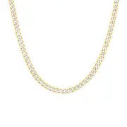 9ct Gold Two Tone 50cm Solid Diamond-cut Bevelled Curb Chain