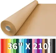 Vanhench 36"X 2520" (210') Brown Kraft Paper Roll for Bulletin Board Paper, Wrap