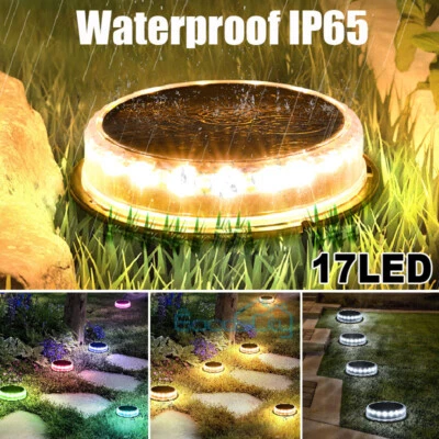 Solar Garden Flat Buried 17 LED Light Outdoor Disk In-Ground Light Lawn Pathway