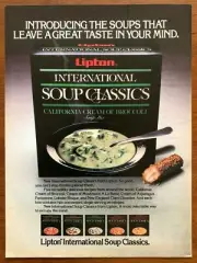 1985 Lipton International Soup Classics Vintage Print Ad/Poster Food Art Décor
