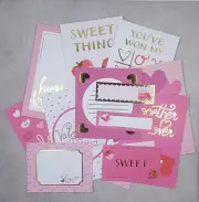 Valentines Day Assorted Gold Foiled Scrapbooking Paper Cards Notes Lot 13pcs