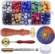 SWANGSA Sun Moon and Stars Wax Seal Stamp Kit, Sealing Wax Stamp with 200pcs Sealing Wax Beads, Great for Embellishment of Invitations, Wine Packages, Gift Idea