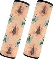 Car Seat Belt Pads 2 Pack Breathable Seat Belt Shoulder Strap Covers Pad Backpack Shoulder Strap Pad Cover Car Accessories for Adults Youth Kids M Christmas Reindeer