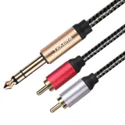 6.35mm 1/4 Inch TRS Stereo Male to 2 RCA Audio Y Splitter Cable - 2m