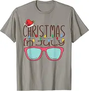 [keoStore] Christmas in July Santa Hat Sunglasses Summer Beach Vacation ds1104 T-Shirt