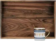 MAGIGO 17 x 12 Inches Rectangle Walnut Wood Ottoman Tray with Handles, Serve Tea, Coffee, Classic Wooden Decorative Serving Tray