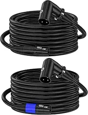 ZTOXLR XLR Right-Angle Male to Straight Female Microphone Extension Cable, 90-Degree Male to Straight Female Balanced Cord 3-Pin to 3-Pin, 10ft 2Pack