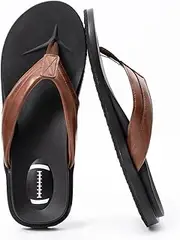 [QIGEGE] Flip Flop For Men with Arch Support Ultra Soft Cushion Footbed Slip On Lightweight Comfortable Thick Yoga Mat Thong Sandals Beach Thong Slides