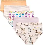 [Burt's Bees Baby] Toddler Girls' Underwear, Organic Cotton Panties, Tag-Free Comfort Briefs, Pack of 5