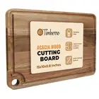 Acacia Wood Cutting Board - Solid Organic Wooden Meat Boards for Kitchen, Rea...