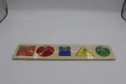 Wooden Montessori Toy Geometric Shape Puzzle Peg Knob Match 5 Shapes Preschool