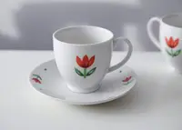在飛比找Yahoo!奇摩拍賣優惠-手繪郁金香咖啡杯碟